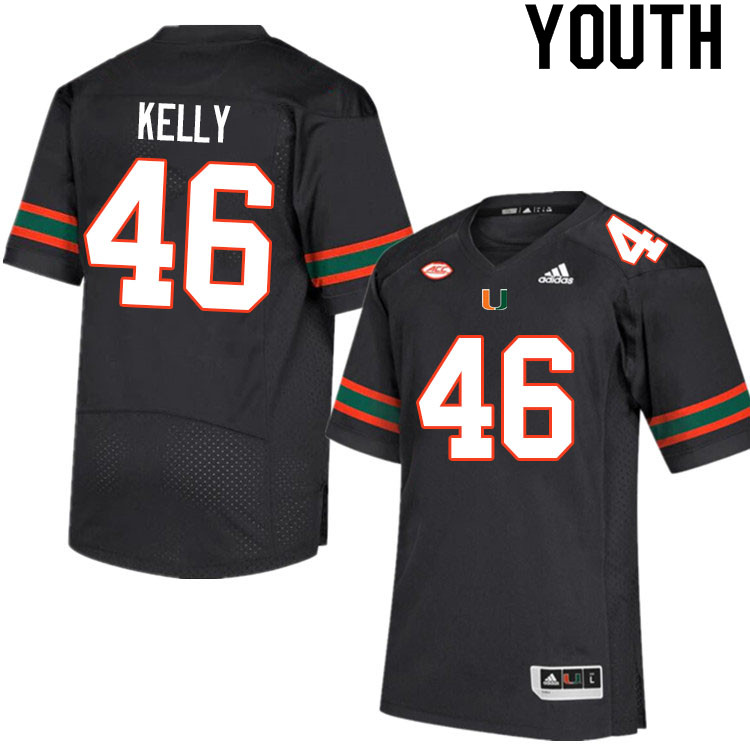 Youth #46 Nick Kelly Miami Hurricanes College Football Jerseys Sale-Black